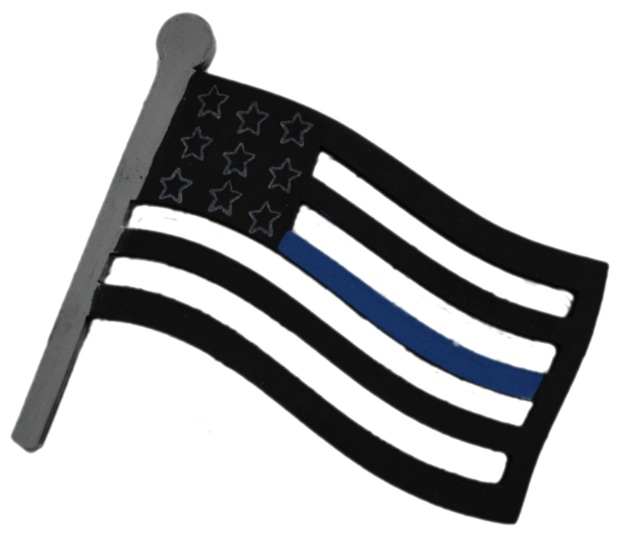 Thin Blue Line Wooden Flag