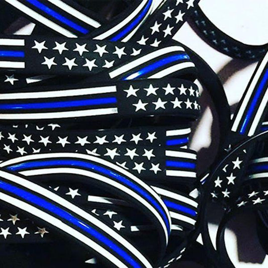 Thin Blue Line American Flag Wristband