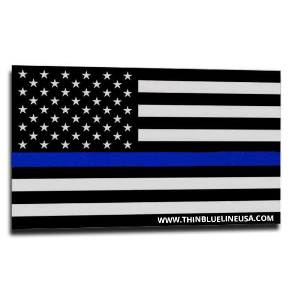 Thin Blue Line American Flag Sticker, Reflective - FOF