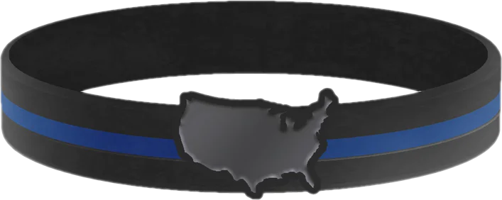 Thin Blue Line Map of USA Bracelet