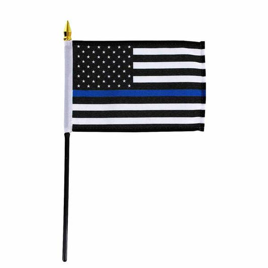 Thin Blue Line American Flag 4 x 6 inches Stick Flag