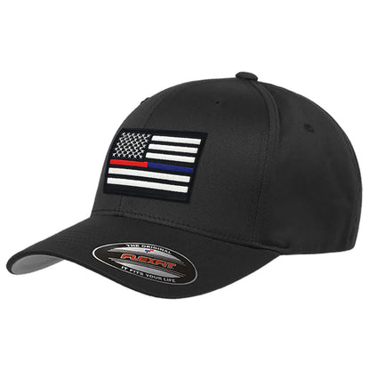 FlexFit Dual American Flag Hat, Black - FOF