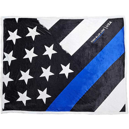 Thin Blue Line Sherpa Throw Blanket