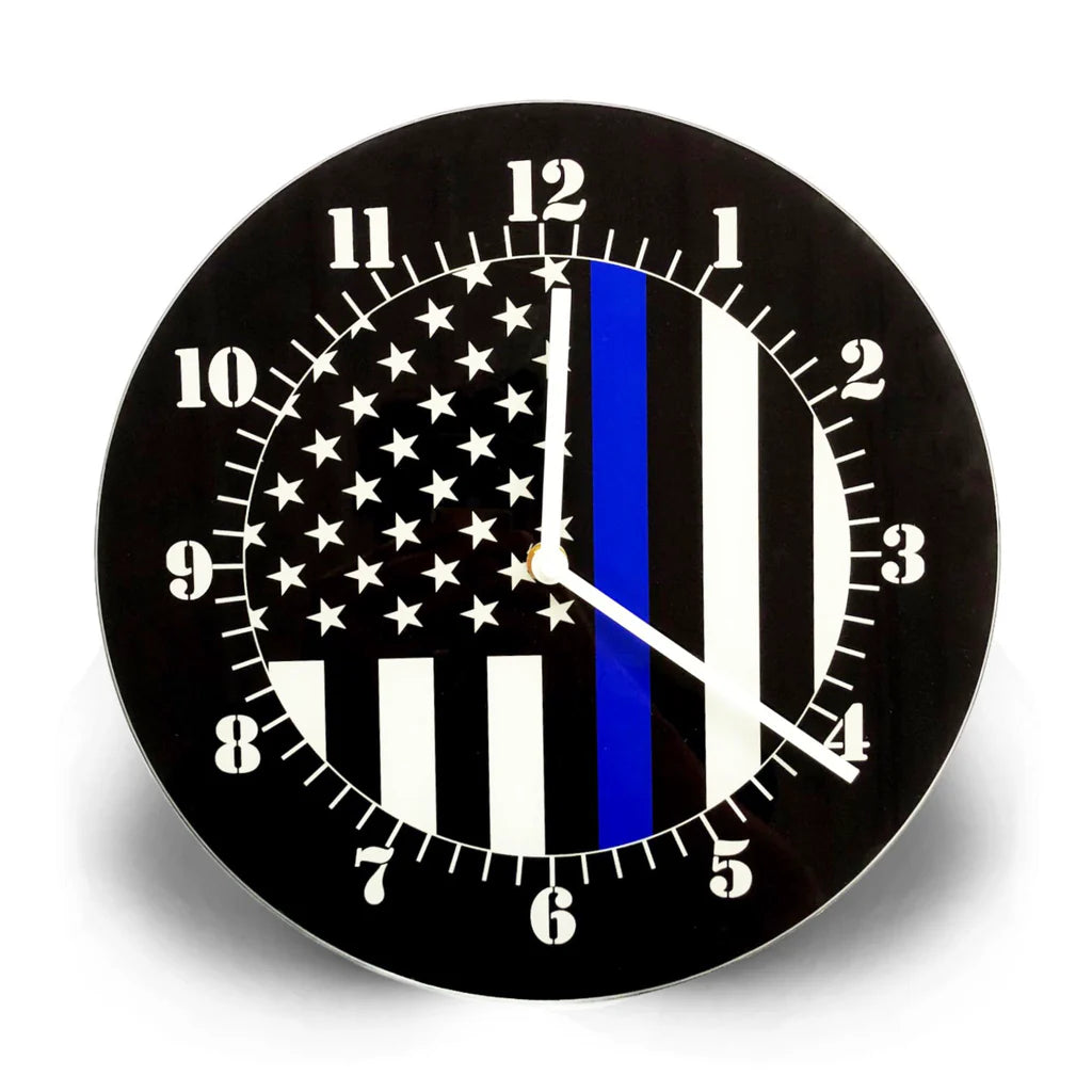 Thin Blue Line Clock, Glass - FOF