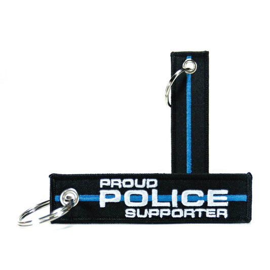 Proud Police Supporter - Thin Blue Line Keychain