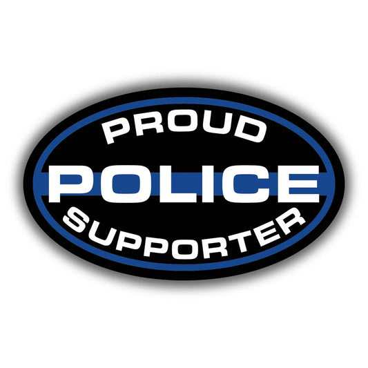 Proud Police Supporter - Thin Blue Line Sticker, Oval