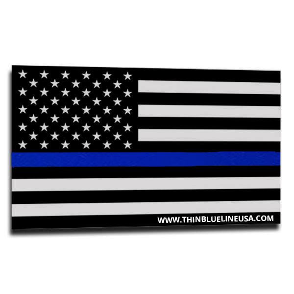 Thin Blue Line American Flag Sticker, Reflective