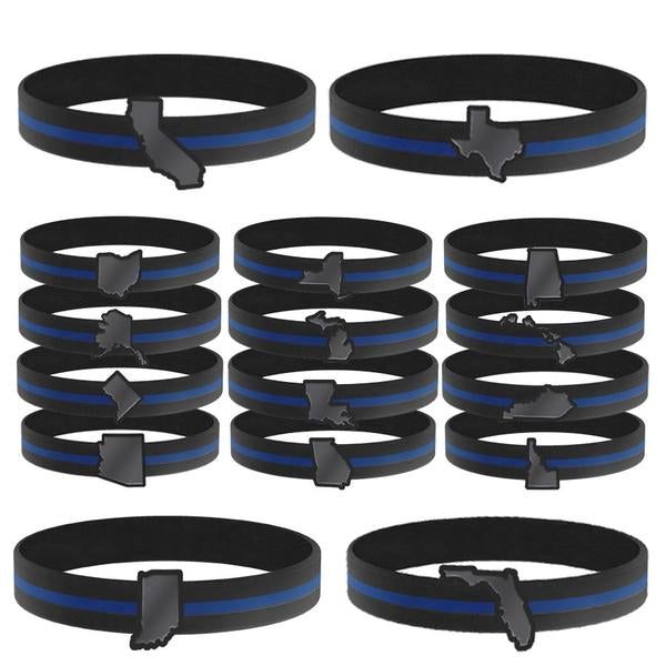 Thin Blue Line State Wristbands, Standard, 8 inch