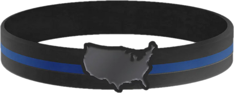 Thin Blue Line Map of USA Bracelet