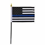 Thin Blue Line American Flag 4 x 6 inches Stick Flag
